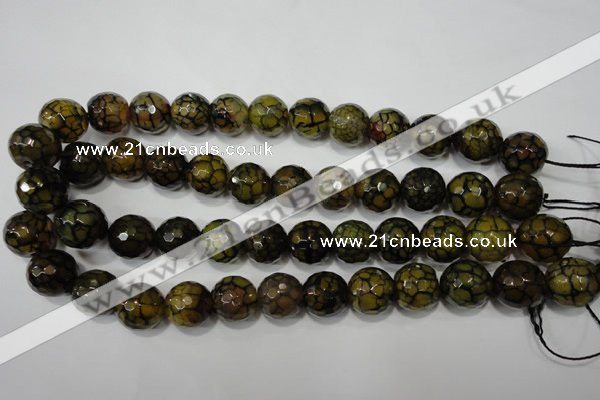 CAG4572 15.5 inches 16mm faceted round fire crackle agate beads