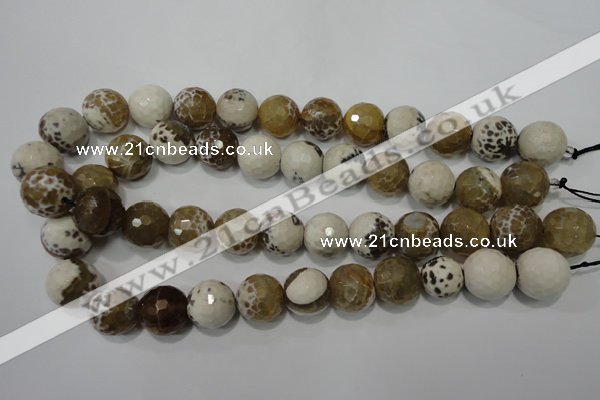 CAG4574 15.5 inches 16mm faceted round fire crackle agate beads