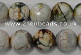 CAG4575 15.5 inches 16mm faceted round fire crackle agate beads