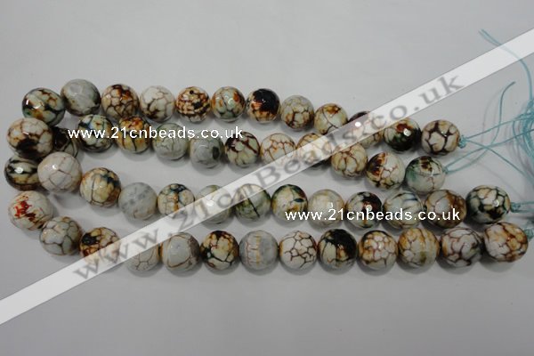 CAG4575 15.5 inches 16mm faceted round fire crackle agate beads