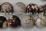 CAG4576 15.5 inches 16mm faceted round fire crackle agate beads