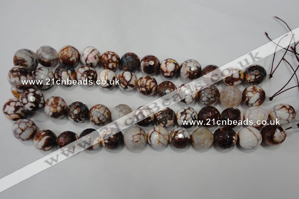 CAG4576 15.5 inches 16mm faceted round fire crackle agate beads