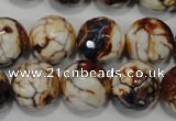 CAG4577 15.5 inches 16mm faceted round fire crackle agate beads