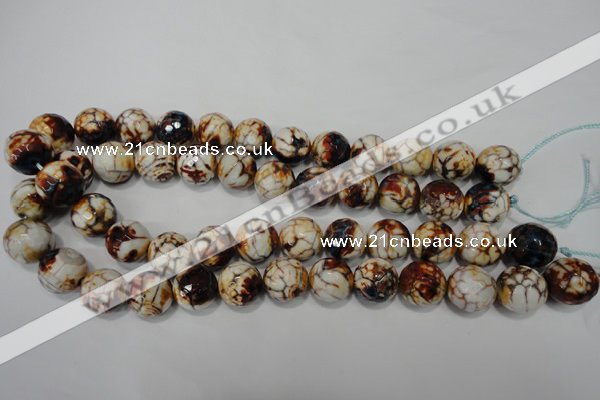 CAG4577 15.5 inches 16mm faceted round fire crackle agate beads