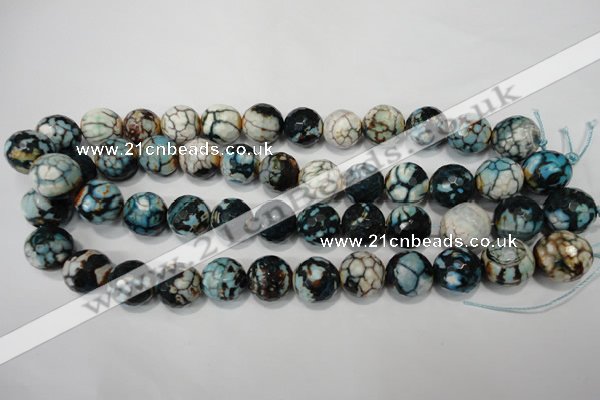 CAG4578 15.5 inches 16mm faceted round fire crackle agate beads