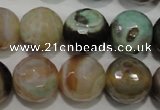 CAG4581 15.5 inches 16mm faceted round fire crackle agate beads