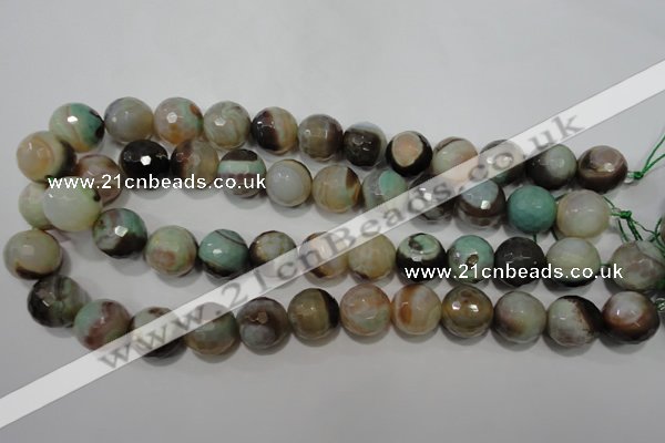 CAG4581 15.5 inches 16mm faceted round fire crackle agate beads