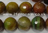 CAG4582 15.5 inches 16mm faceted round fire crackle agate beads