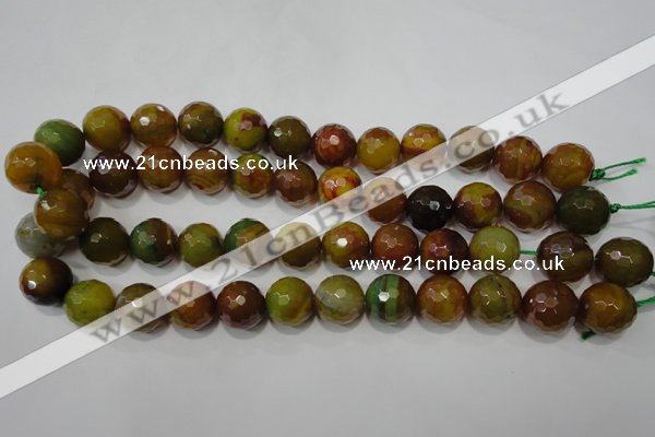 CAG4582 15.5 inches 16mm faceted round fire crackle agate beads