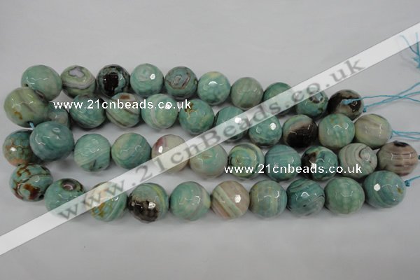 CAG4587 15.5 inches 18mm faceted round fire crackle agate beads