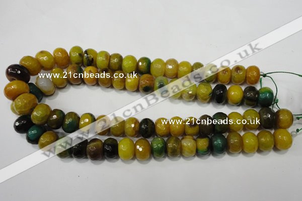 CAG4596 15.5 inches 10*14mm faceted rondelle agate beads wholesale