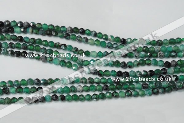 CAG4606 15.5 inches 4mm faceted round fire crackle agate beads