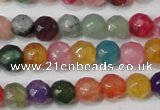 CAG4608 15.5 inches 4mm faceted round fire crackle agate beads