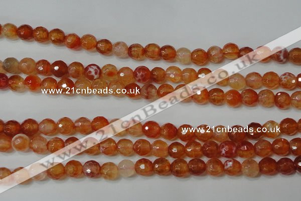 CAG4615 15.5 inches 6mm faceted round fire crackle agate beads