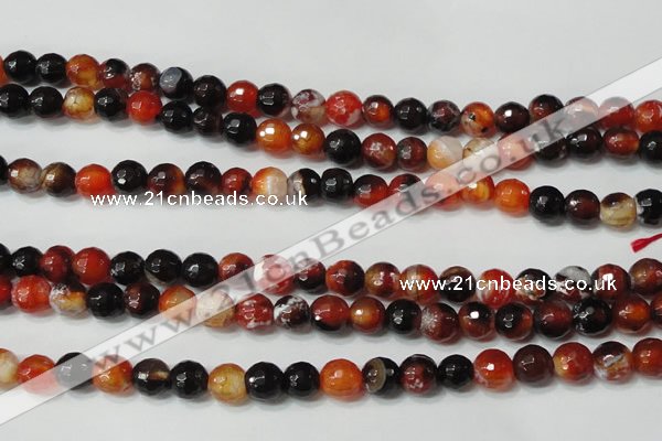 CAG4616 15.5 inches 6mm faceted round fire crackle agate beads