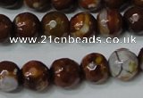 CAG4617 15.5 inches 6mm faceted round fire crackle agate beads