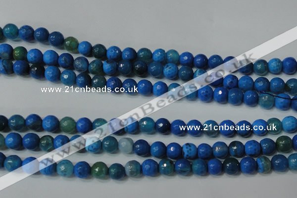 CAG4621 15.5 inches 6mm faceted round fire crackle agate beads