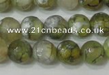 CAG4627 15.5 inches 6mm faceted round fire crackle agate beads