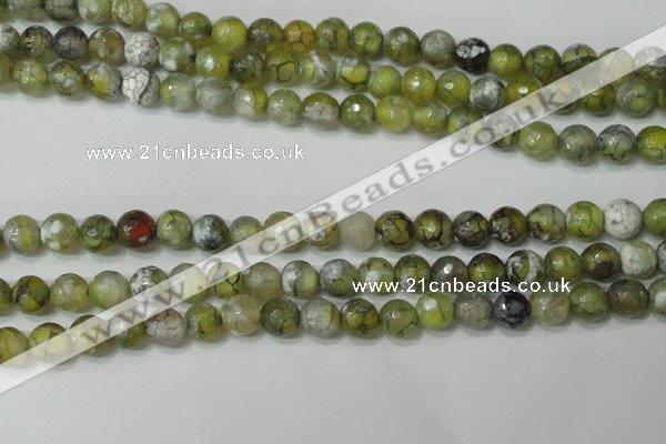 CAG4627 15.5 inches 6mm faceted round fire crackle agate beads