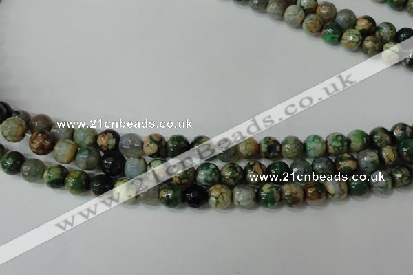 CAG4628 15.5 inches 6mm faceted round fire crackle agate beads