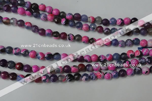 CAG4634 15.5 inches 6mm faceted round fire crackle agate beads