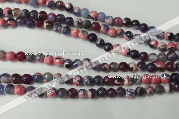 CAG4635 15.5 inches 6mm faceted round fire crackle agate beads