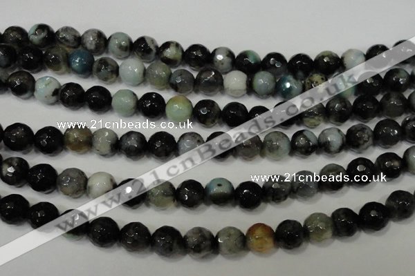 CAG4645 15.5 inches 8mm faceted round fire crackle agate beads