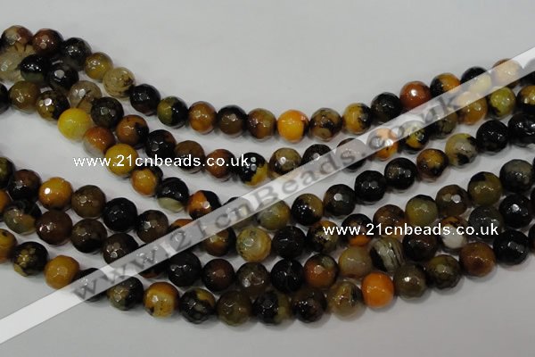 CAG4654 15.5 inches 8mm faceted round fire crackle agate beads