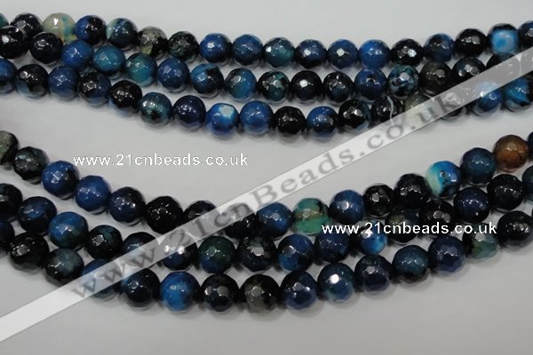 CAG4655 15.5 inches 8mm faceted round fire crackle agate beads