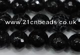 CAG4658 15.5 inches 8mm faceted round fire crackle agate beads