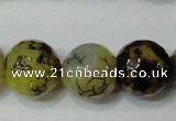 CAG4663 15.5 inches 10mm faceted round fire crackle agate beads