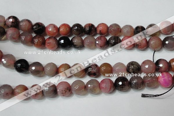 CAG4665 15.5 inches 10mm faceted round fire crackle agate beads