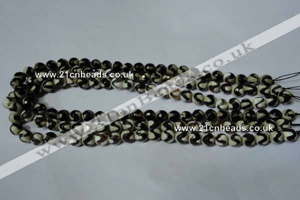 CAG4673 15.5 inches 8mm faceted round tibetan agate beads wholesale