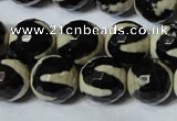 CAG4675 15.5 inches 14mm faceted round tibetan agate beads wholesale