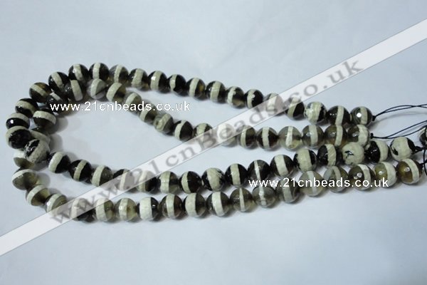 CAG4677 15.5 inches 10mm faceted round tibetan agate beads wholesale