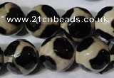 CAG4684 15.5 inches 16mm faceted round tibetan agate beads wholesale