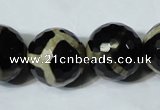 CAG4685 15.5 inches 18mm faceted round tibetan agate beads wholesale