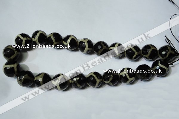 CAG4685 15.5 inches 18mm faceted round tibetan agate beads wholesale