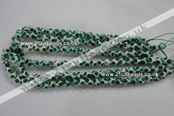 CAG4690 15 inches 8mm faceted round tibetan agate beads wholesale