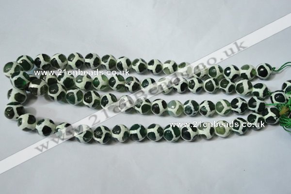CAG4692 15.5 inches 12mm faceted round tibetan agate beads wholesale