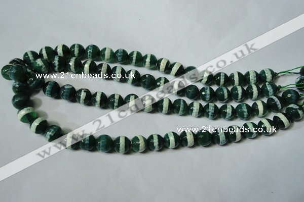 CAG4696 15.5 inches 10mm faceted round tibetan agate beads wholesale