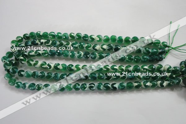 CAG4698 15.5 inches 8mm faceted round tibetan agate beads wholesale