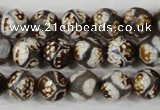 CAG4708 15 inches 10mm faceted round tibetan agate beads wholesale