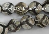 CAG4711 15 inches 16mm faceted round tibetan agate beads wholesale