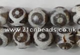 CAG4716 15 inches 14mm faceted round tibetan agate beads wholesale