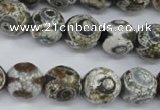 CAG4720 15 inches 14mm faceted round tibetan agate beads wholesale