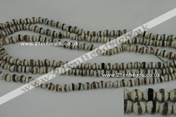 CAG4721 15 inches 6mm faceted round tibetan agate beads wholesale