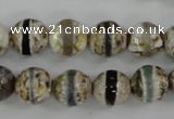 CAG4723 15 inches 8mm faceted round tibetan agate beads wholesale