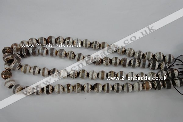 CAG4724 15 inches 10mm faceted round tibetan agate beads wholesale