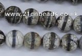 CAG4725 15 inches 12mm faceted round tibetan agate beads wholesale